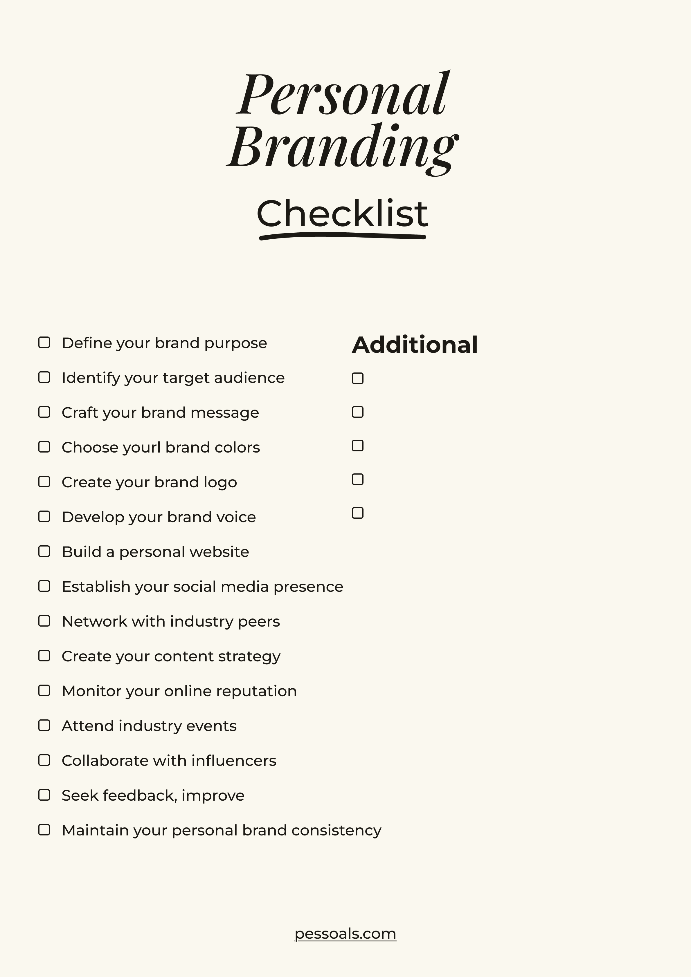 Personal Branding Checklist Cover